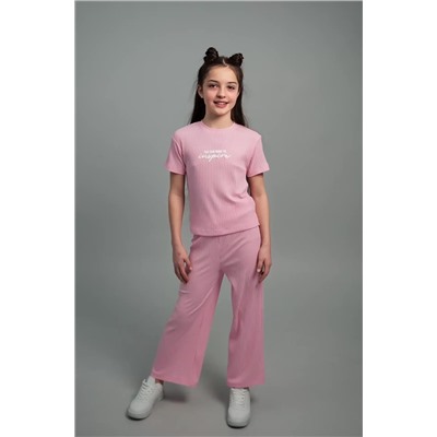 Летний костюм для девочки в рубчик-лапша Happyfox