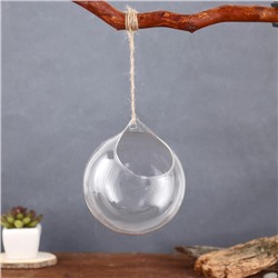 Флорариум «Шар капля», с верёвкой, 12×12×13 см, стекло, прозрачный