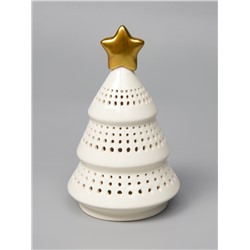 Светодиодная фигура «Ёлка с золотой звездой», 17.5×11×11 см, 1 LED, керамика, от батареек LR44×3, тёплый белый свет