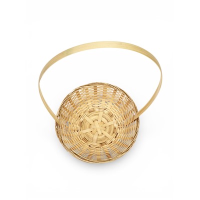 Корзина плетёная для хранения, 20×20×8 см, ручка h=21 см, бамбуковая, цвет натуральный, Greengo