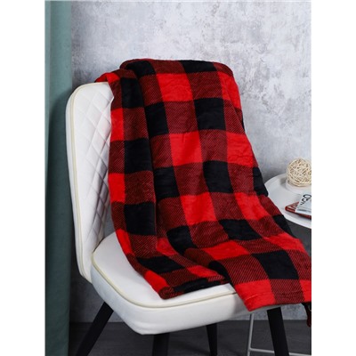 Плед флисовый 150х200 см Красный в клетку / GP611-3 /уп 20/100/ 696141 новогодний