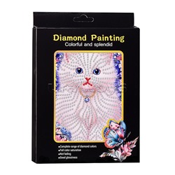 Мозаика алмазная "Белый котёночек" 15*20см