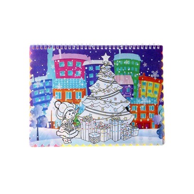 УЦЕНКА Книжка-раскраска многоразовая «Новый год» фломастеры 12 цв, 3D очки, бутылочка