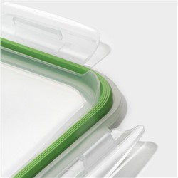Контейнер для еды из жаропрочного стекла Доляна «Клик», 620 мл, 18×14×6.5 см, с крышкой