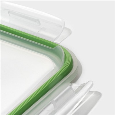 Контейнер для еды из жаропрочного стекла Доляна «Клик», 620 мл, 18×14×6.5 см, с крышкой