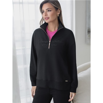 Джемпер с воротом на молнии из петельчатого футера двухнитки с эластаном