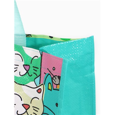 Сумка хозяйственная без застёжки, с принтом, 45×20×37 см, зелёная