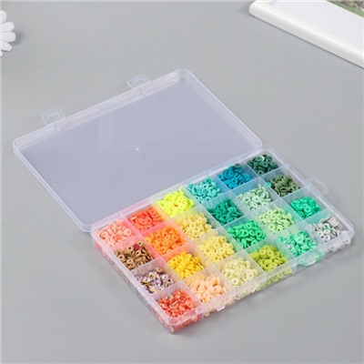 Декор для творчества пластик «Палитра зелёного и жёлтого», d=0.6 см, набор 24 цвета, 18.5×13×2 см