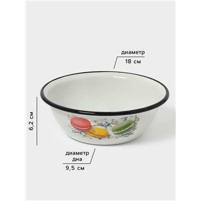 Миска эмалированная «Цветное печенье», 800 мл, белая