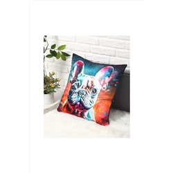 Наволочка декоративная атласная "Бульдог" 45х45см интерьерная НАТАЛИ, 1099607