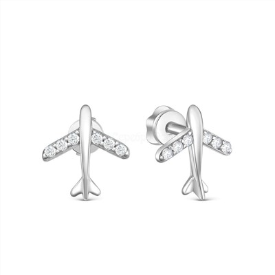 Браслет из серебра с фианитами родированный - Самолёт 925 пробы 15-1275