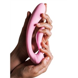 Розовый вибромассажёр G-wave с гибким клиторальным отростком - 18 см.