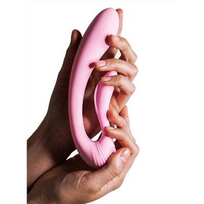 Розовый вибромассажёр G-wave с гибким клиторальным отростком - 18 см.