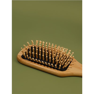 Расчёска массажная BAMBOO, бамбуковая, прямоугольная, 24×8 см, коричневая