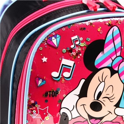 Рюкзак школьный для девочки, розовый, 39 см × 30 см × 14 см Music, Минни Маус