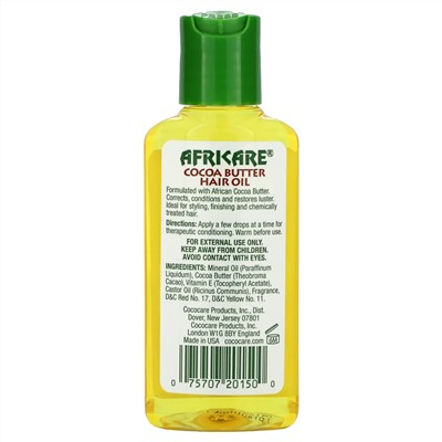 Cococare, Africare, Cocoa Butter Hair Oil, 2 fl oz (60 ml)