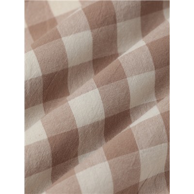 Простыня на резинке 1.5-спальная «Этель» Beige cage, 140×200+30 см, жатый хлопок