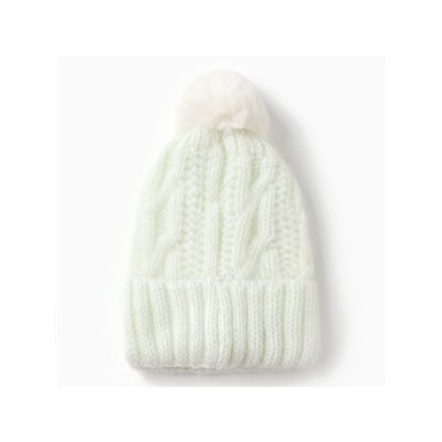 Шапка с помпоном женская MINAKU, молочная, размер 56-58