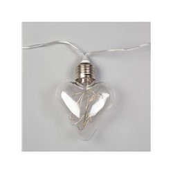 Гирлянда «Нить» 3 м с насадками «Лампочки сердца», IP20, прозрачная нить, 80 LED, свечение тёплое белое, 8 режимов, 220 В