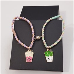 Парные браслеты на магните с подвесками, цвет фиолетовый и оранжевый, арт. 043.227