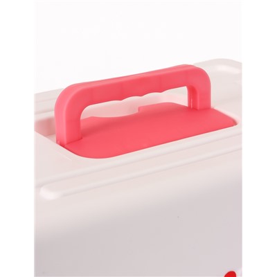 Переноска для животных, 49×31×31 см, с металлической дверью, пластик, белая, розовая