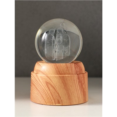 Световая фигурка стекло «Шар. Голограмма: Рождение», 6×LED, d=6 см, крутится, USB, 7×7×10 см