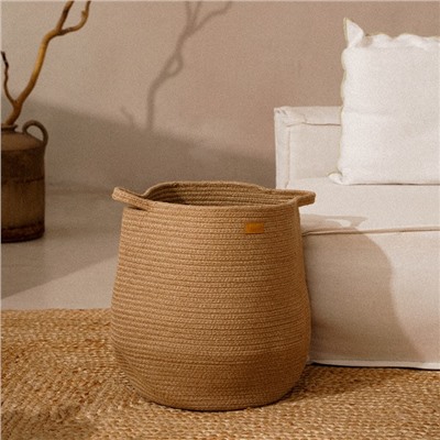 Корзина для белья плетеная круглая SL Home Orden, пеньковый канат, 35×40 см