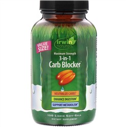Irwin Naturals, 3-in-1 Carb Blocker, блокатор углеводов 3-в-1, максимальный эффект, 150 желатиновых капсул