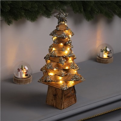 Фигура деревянная «Ёлочка», 33×17×17 см, 50 LED, батарейки AAx2 (не в комплекте), свечение теплое белое