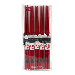 Палочки бамбуковые для еды красные (5 пар) Премиум, Китай