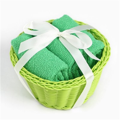 Салфетки махровые декоративные «Этель. Вид 1», 3 шт., 30×30 см, хлопок 100%, зелёные