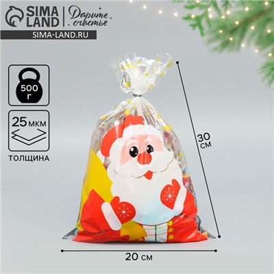 Пакет подарочный новогодний пластиковый «Счастья тебе», 20×30 см