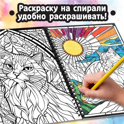 Раскраска - антистресс «Кэтсбук», 100 картинок, формат А4