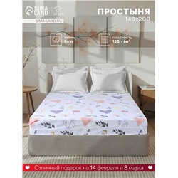 Простыня на резинке 1.5-спальная «Этель» Flower garden, 140×200+25, бязь