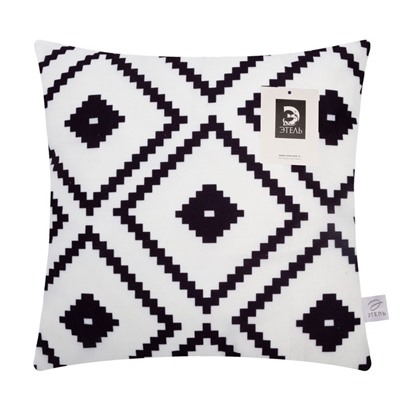 Наволочка декоративная «Этель. Графика» 40×40 см, велюр, белая