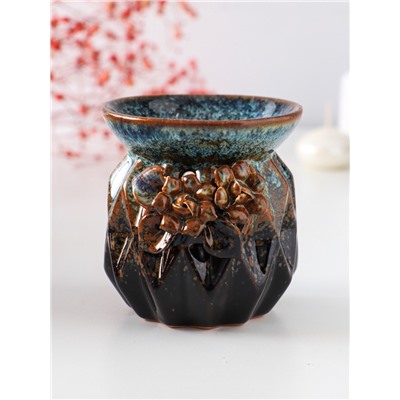 Аромалампа для эфирных масел «Узоры и рельеф», керамика, коричневая, 8×8×8.4 см