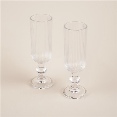 Бокалы для шампанского SL Home «Модерн», 150 мл, 5.5×18.5 см, набор 2 шт., стекло, прозрачные