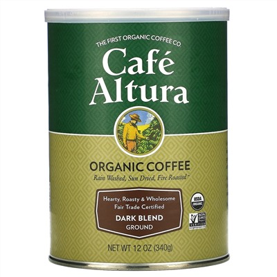 Cafe Altura, Organic Coffee, Dark Blend, Ground, 12 oz (340 g)