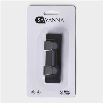 Крючок самоклеящийя SAVANNA Black Loft, планка, металл, 2 крючка, 8×2×2.5 см, чёрные