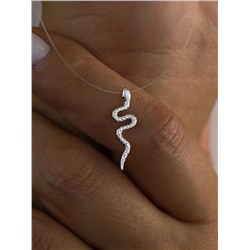 Колье из серебра родированное (на леске) - Змейка ЛС-030-01р