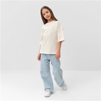 Футболка детская однотонная MINAKU: Basic line, бежевая, рост 98 см