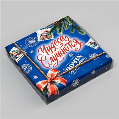 Коробка для печенья «Новогодняя почта», 18×18×3 см