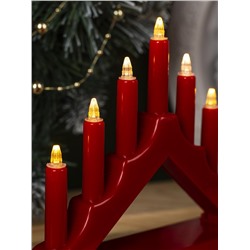 Светодиодная фигура «Красная рождественская горка», пластик, батарейки ААх2 (не в комплекте), свечение тёплое белое