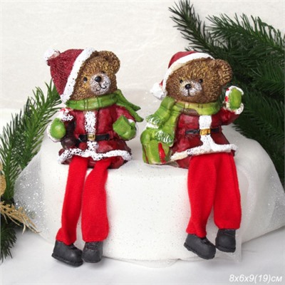 Фигурка Мишка 18 см висячие ножки / BEAR209-AB /уп 60/Новый год