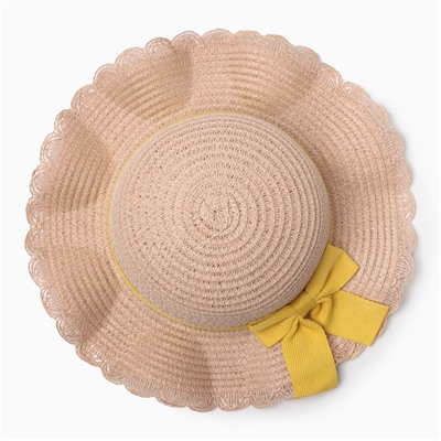 Шляпа для девочки с бантом MINAKU, размер 52, розовая