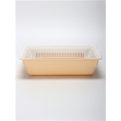 Туалет для кошек, 36×25×9 см, глубокий, с сеткой, пластик, белый, бежевый