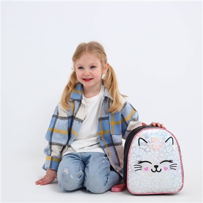 Рюкзак детский MEOW, для девочки, искусственная кожа, голография, 27×23×10 см