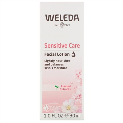 Weleda, Sensitive Care Facial Lotion, Almond Extracts, 1.0 fl oz (30 ml)