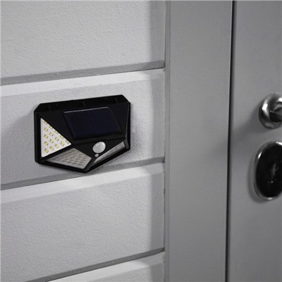 Садовый светильник, уличный, на солнечной батарее с датчиком движения, накладной, 100 LED, свечение белое