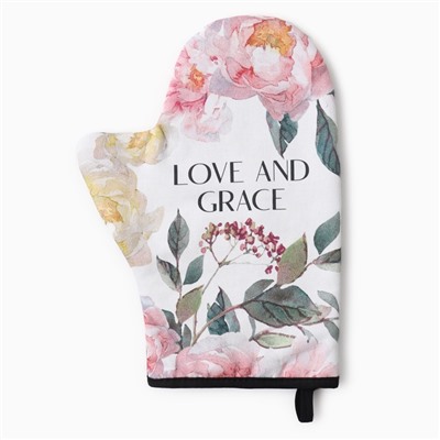 Кухонный набор «Этель» Love and grace: полотенце, варежка-прихватка, лопатка, венчик, губка